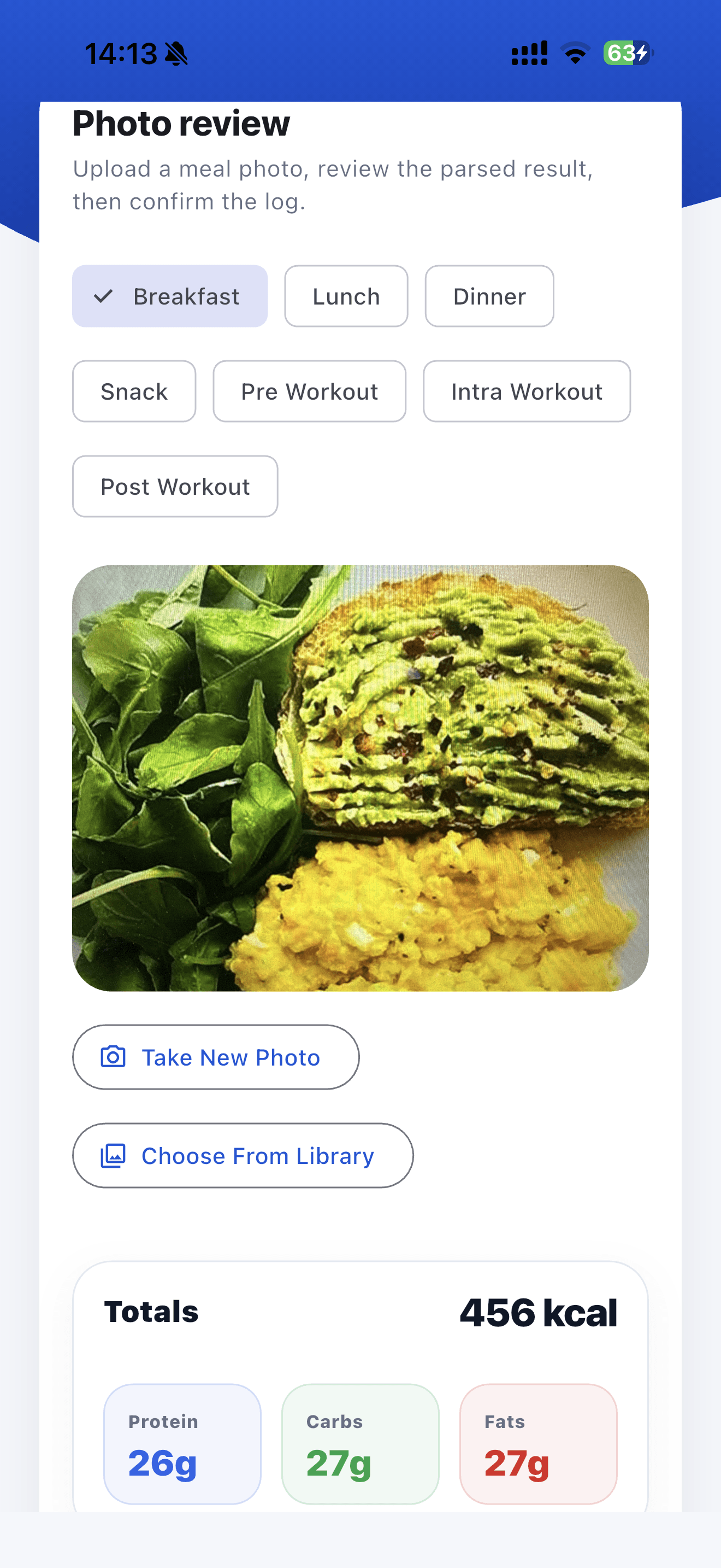 Nutrition app screen 3