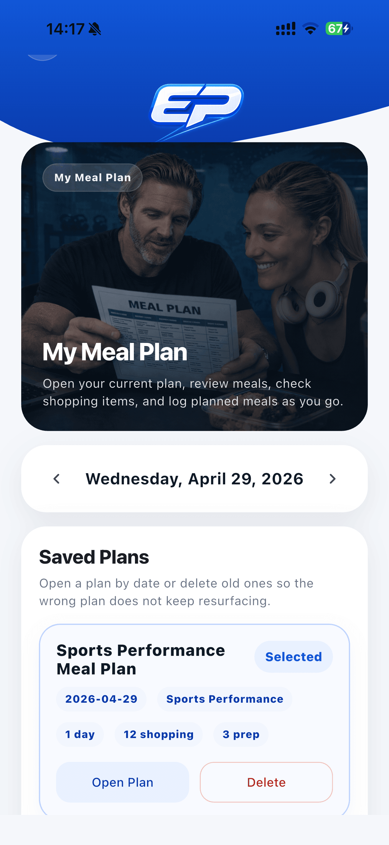 Nutrition app screen 2