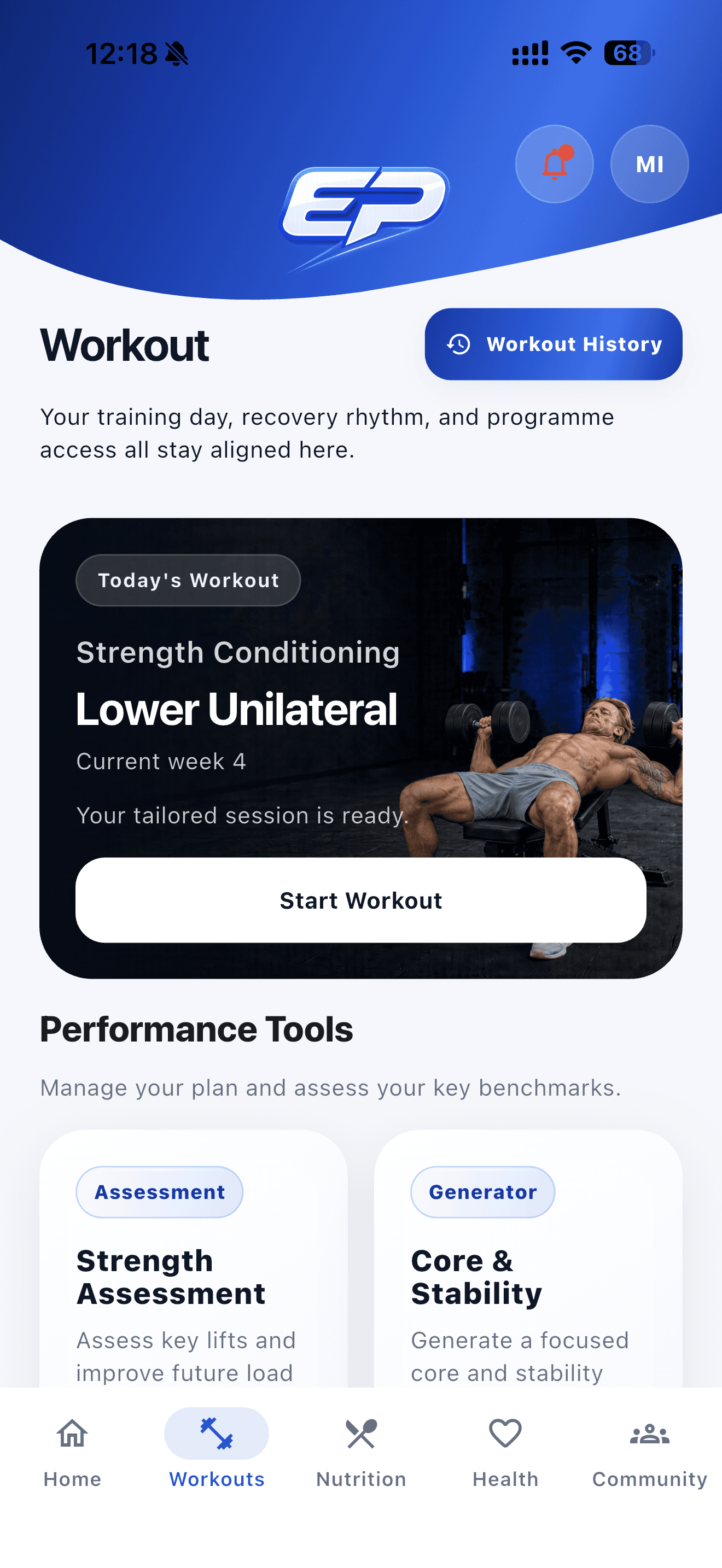 Elite Pocket PT workout programme screen